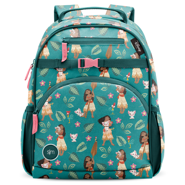 Teal backpack with patterned design featuring soft pink, cream, tan, brown, sage green, and coral red accents Teal backpack with patterned design featuring soft pink, cream, tan, brown, sage green, and coral red accents