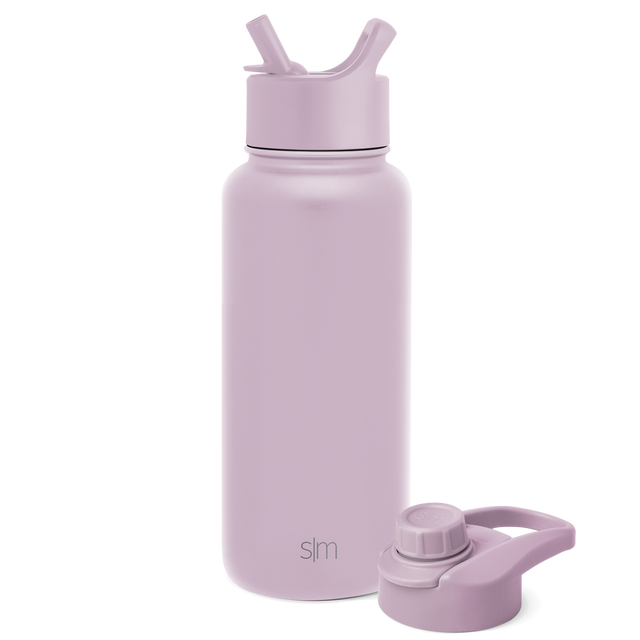 Lavender pink stainless steel water bottle with matte finish, cylindrical shape, displayed vertically against white background Lavender pink stainless steel water bottle with matte finish, cylindrical shape, displayed vertically against white background