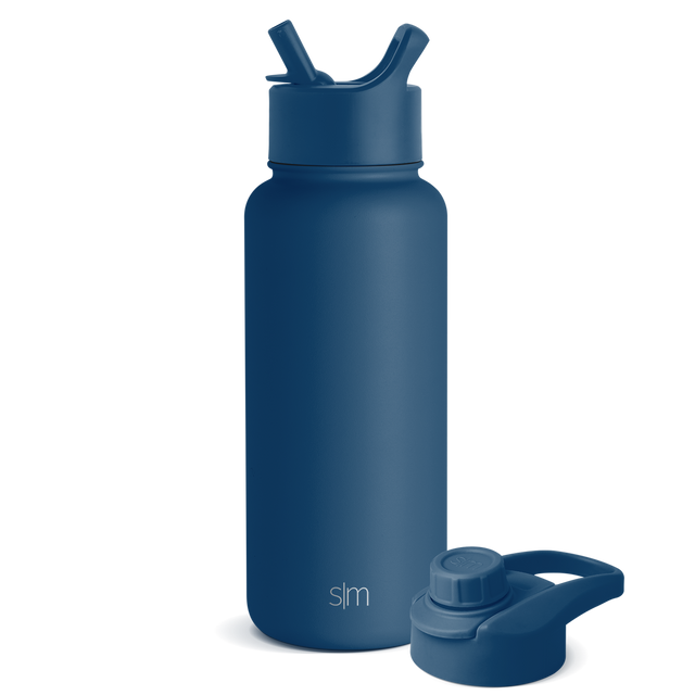 Deep navy blue insulated water bottle with matte finish and subtle gradient shading displayed against white background Deep navy blue insulated water bottle with matte finish and subtle gradient shading displayed against white background