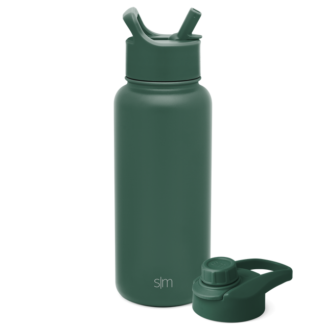 Sage green water bottle with clean, minimalist design on white background Sage green water bottle with clean, minimalist design on white background