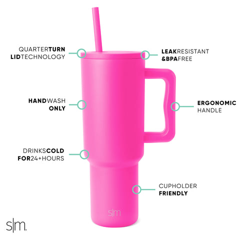 Review Simple Modern 40 oz Tumbler with Handle & Straw Blush Pink I LOVE  IT!!! Better Than Stanley 
