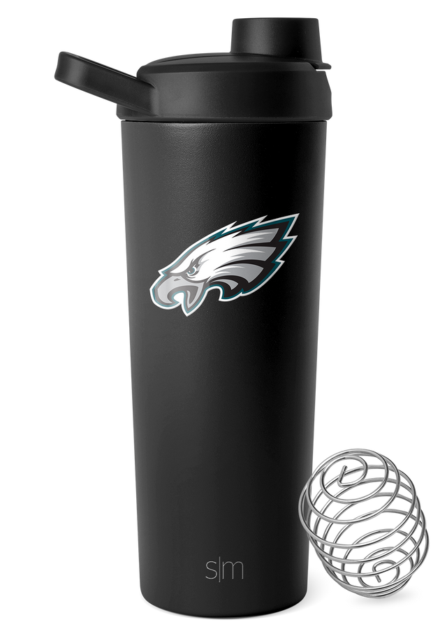 Matte black tumbler with white, teal blue, and silver gray logo design Matte black tumbler with white, teal blue, and silver gray logo design