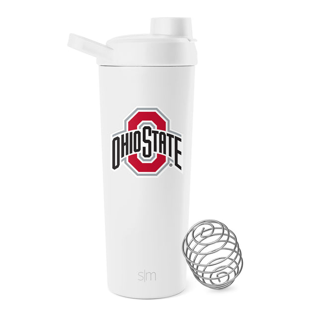 Ohio State University relay baton with red and navy blue Buckeye logo on white background with metallic silver accents Ohio State University relay baton with red and navy blue Buckeye logo on white background with metallic silver accents