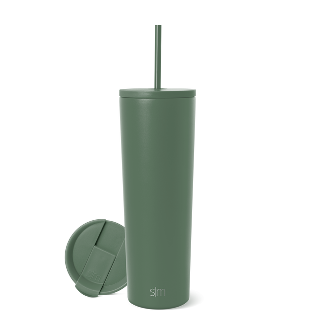 Muted sage green tumbler against a clean white background Muted sage green tumbler against a clean white background