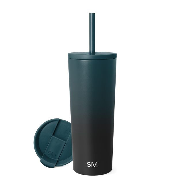Teal-to-charcoal gradient tumbler with deep cyan-blue upper half transitioning to slate gray lower half Teal-to-charcoal gradient tumbler with deep cyan-blue upper half transitioning to slate gray lower half