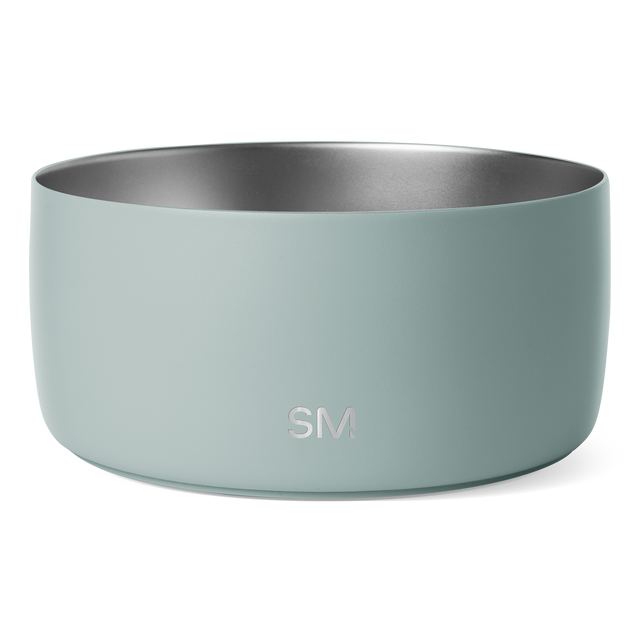 Double-wall insulated bowl in sage green with matte finish against white background Double-wall insulated bowl in sage green with matte finish against white background