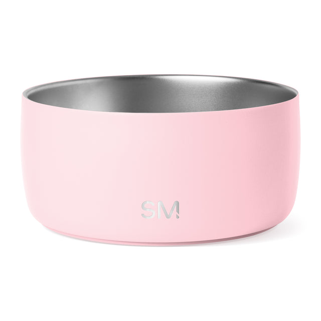 Light pink bowl with metallic gray interior, wide shallow cylindrical design with smooth curved edges and subtle rim, photographed against white background. Light pink bowl with metallic gray interior, wide shallow cylindrical design with smooth curved edges and subtle rim, photographed against white background.