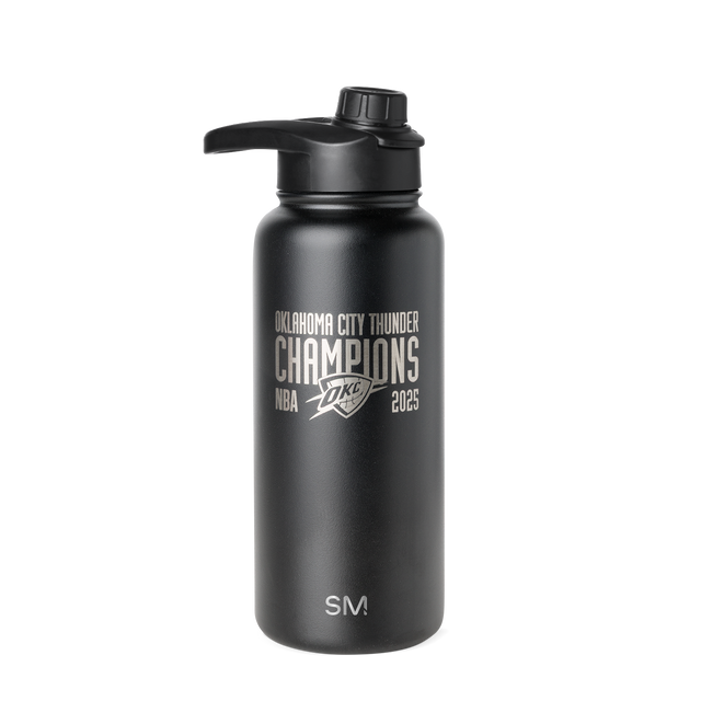 Black insulated water bottle with flip-top cap and matte finish, displayed against white background Black insulated water bottle with flip-top cap and matte finish, displayed against white background
