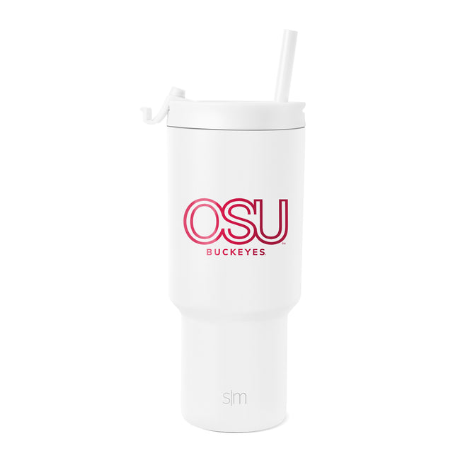 White Simple Modern tumbler with straw, cylindrical shape with tapered bottom, isolated on white background White Simple Modern tumbler with straw, cylindrical shape with tapered bottom, isolated on white background