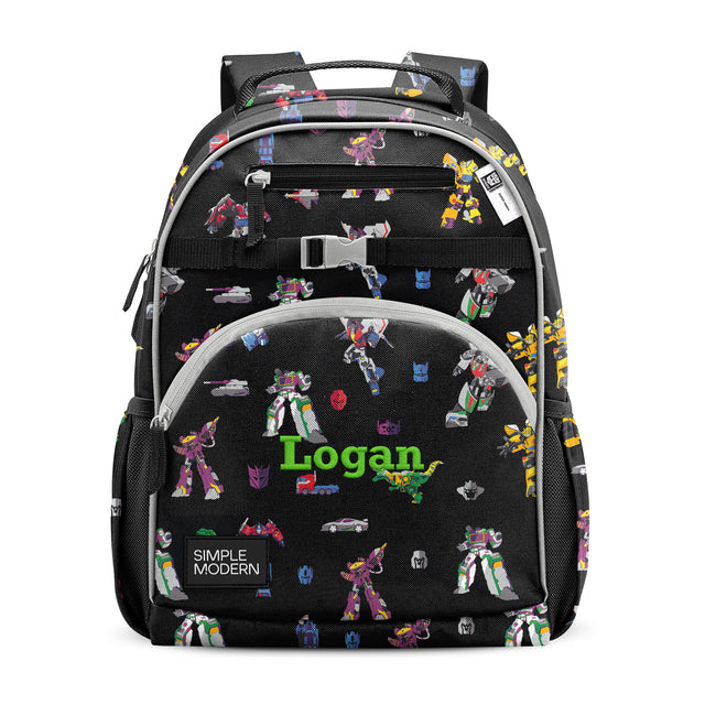Black school backpack with gray trim, neon green Black school backpack with gray trim, neon green