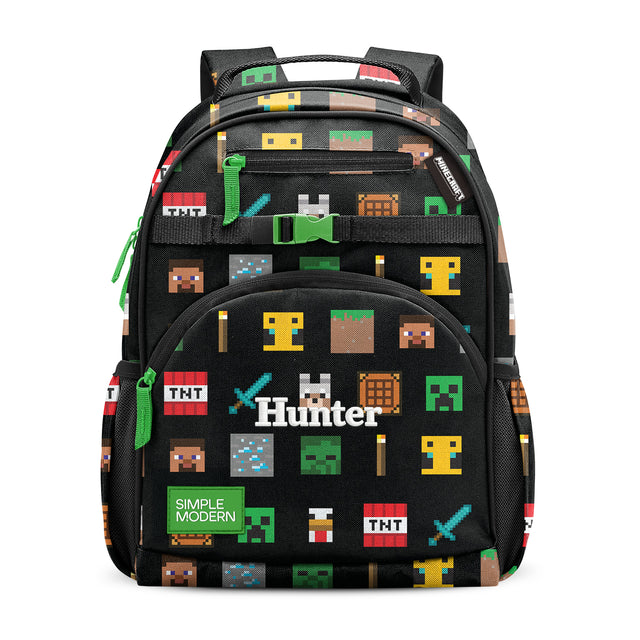 Black Minecraft-themed backpack with Black Minecraft-themed backpack with
