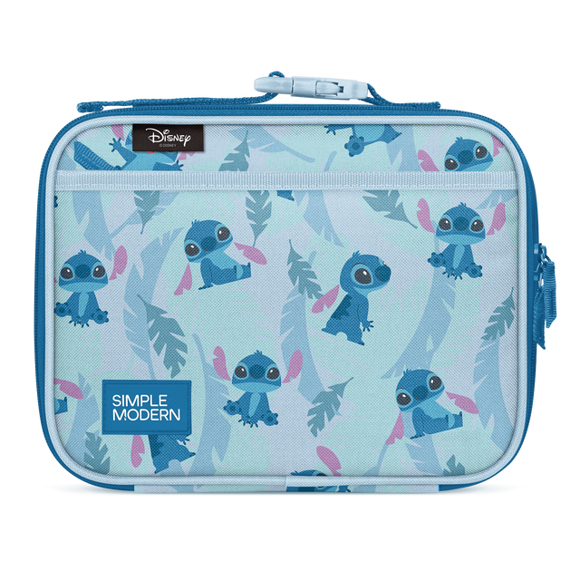 Light blue insulated lunch bag with deep teal and navy trim, handles, and zipper, featuring pink and magenta accent details. Light blue insulated lunch bag with deep teal and navy trim, handles, and zipper, featuring pink and magenta accent details.