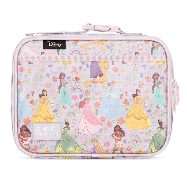 Soft pink insulated lunch container with light lavender-gray interior fabric lining, featuring pastel design elements in pale pink, light purple, and soft yellow tones. Soft pink insulated lunch container with light lavender-gray interior fabric lining, featuring pastel design elements in pale pink, light purple, and soft yellow tones.