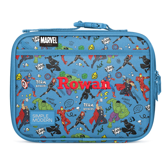 Periwinkle blue soft-sided lunchbox personalized with Periwinkle blue soft-sided lunchbox personalized with