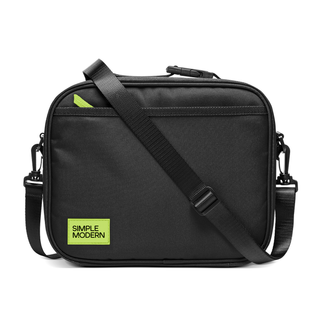 Black shoulder bag with neon yellow-green accent details and hardware Black shoulder bag with neon yellow-green accent details and hardware