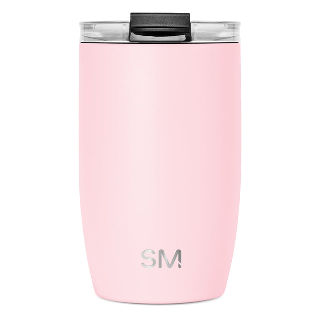 Soft pink cylindrical tumbler with matte finish on white background Soft pink cylindrical tumbler with matte finish on white background