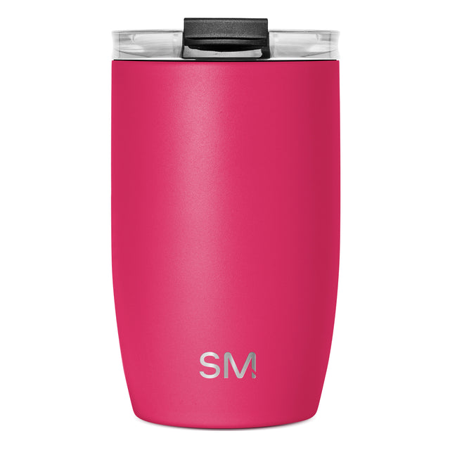 Bright pink matte finish tumbler with cylindrical shape and tapered base on white background Bright pink matte finish tumbler with cylindrical shape and tapered base on white background