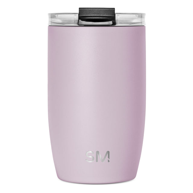 Mauve insulated tumbler with cylindrical body on white background Mauve insulated tumbler with cylindrical body on white background