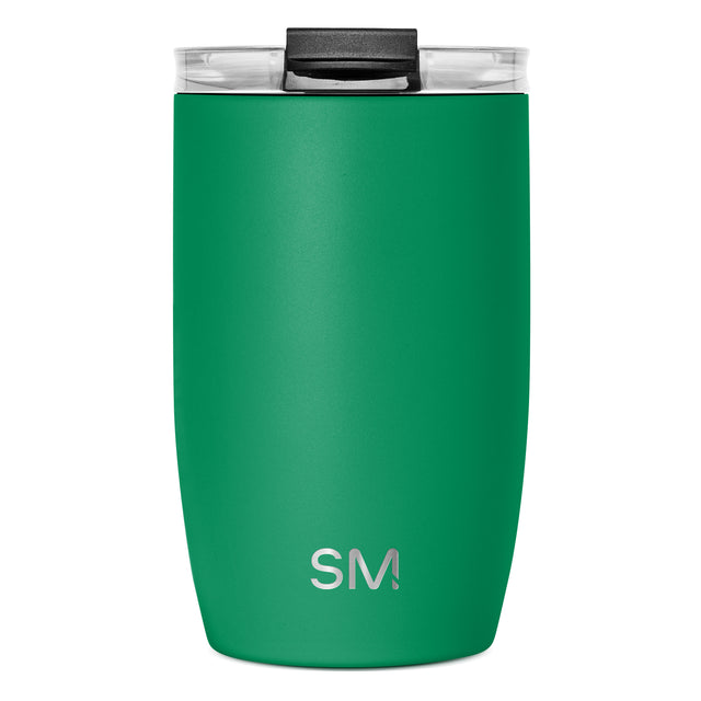Emerald green insulated tumbler with matte finish against white background Emerald green insulated tumbler with matte finish against white background