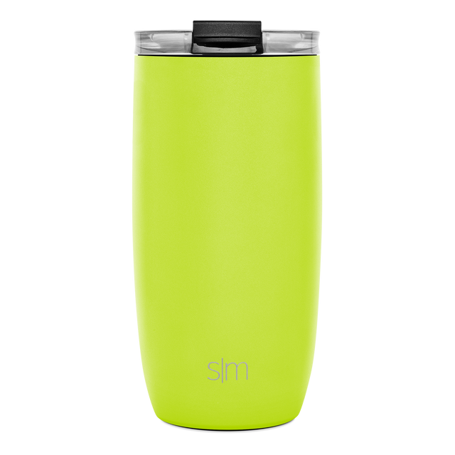 Neon lime green insulated tumbler with matte finish on white background Neon lime green insulated tumbler with matte finish on white background