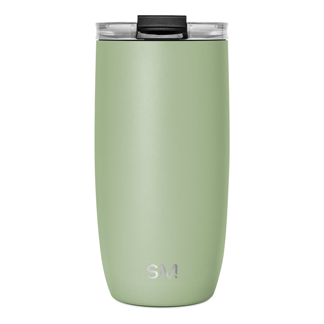 Tall cylindrical tumbler in soft sage green with tapered sides and matte finish, centered against white background. Tall cylindrical tumbler in soft sage green with tapered sides and matte finish, centered against white background.