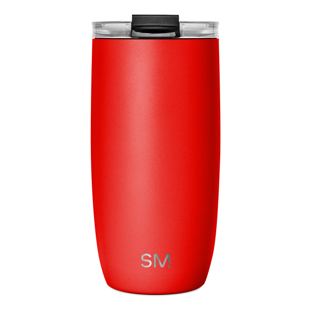 Red matte finish tumbler with cylindrical shape and subtle shading for dimension Red matte finish tumbler with cylindrical shape and subtle shading for dimension
