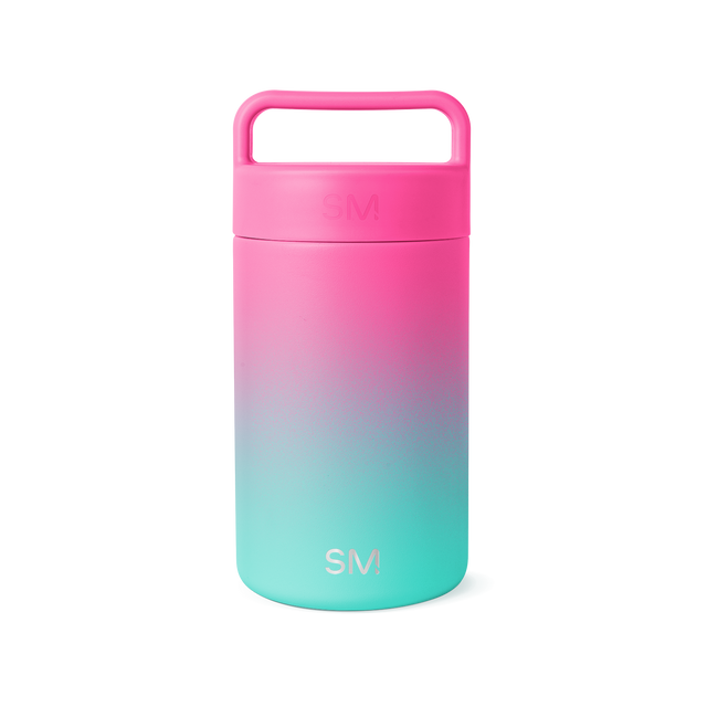 Gradient container transitioning from hot pink at top through mauve and lavender in middle to bright turquoise cyan at bottom Gradient container transitioning from hot pink at top through mauve and lavender in middle to bright turquoise cyan at bottom