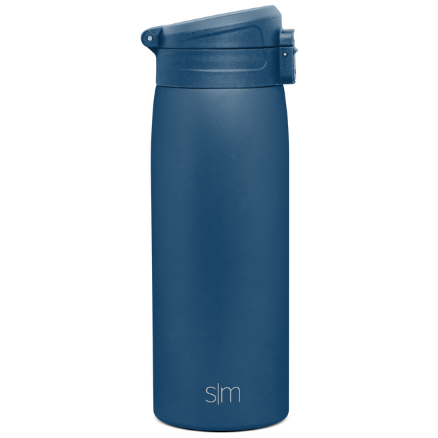Deep blue-teal matte water bottle on white background Deep blue-teal matte water bottle on white background