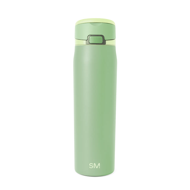 Tall insulated water bottle in soft sage green with matte finish against white background Tall insulated water bottle in soft sage green with matte finish against white background