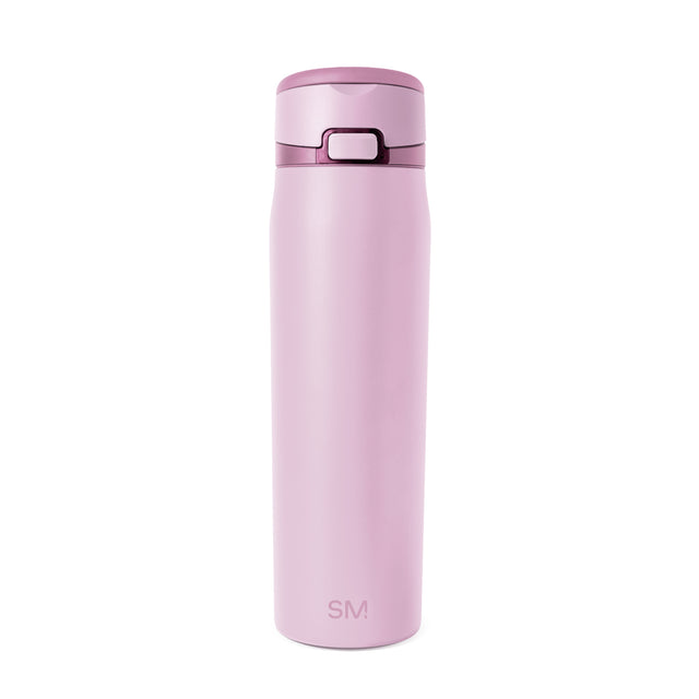 Pale pink insulated tumbler with rounded cap, cylindrical shape with smooth gradient shading for depth Pale pink insulated tumbler with rounded cap, cylindrical shape with smooth gradient shading for depth