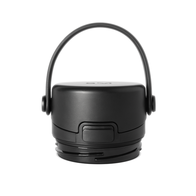 Black matte charcoal container with matching lid and handle against white background Black matte charcoal container with matching lid and handle against white background