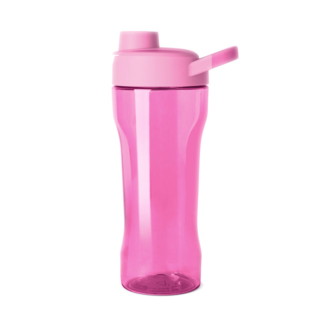 Hot pink water bottle with matching cap on white background Hot pink water bottle with matching cap on white background