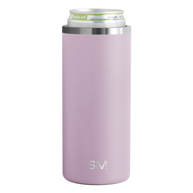 Cylindrical product with soft mauve dusty pink body and brushed stainless steel silver band around the top portion Cylindrical product with soft mauve dusty pink body and brushed stainless steel silver band around the top portion