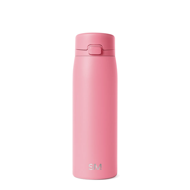 Soft dusty rose pink water bottle with matching colored cap and lid featuring subtle darker shading details Soft dusty rose pink water bottle with matching colored cap and lid featuring subtle darker shading details