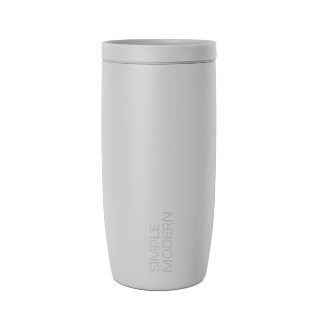 Soft pale gray tumbler with clean lines displayed against a white background Soft pale gray tumbler with clean lines displayed against a white background