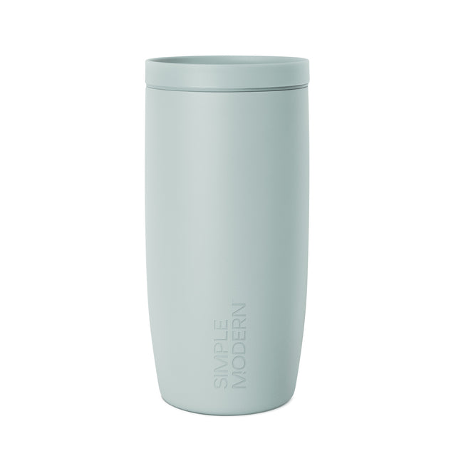 Sage green insulated tumbler with soft muted finish on white background Sage green insulated tumbler with soft muted finish on white background
