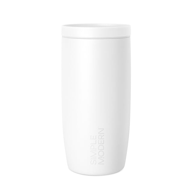 White stainless steel insulated tumbler with dimensional shading, shown against a white background White stainless steel insulated tumbler with dimensional shading, shown against a white background