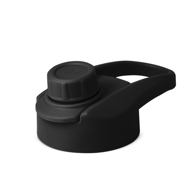 Matte black lid component on white background Matte black lid component on white background