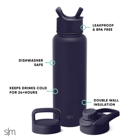 Summit Water Bottle with Straw Lid, Chug Lid, and Handle Lid – Simple Modern