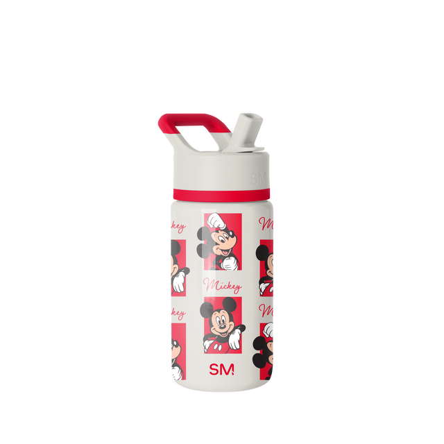 Cream and red Simple Modern stainless steel water bottle for children with repeating Mickey Mouse character graphics pattern Cream and red Simple Modern stainless steel water bottle for children with repeating Mickey Mouse character graphics pattern