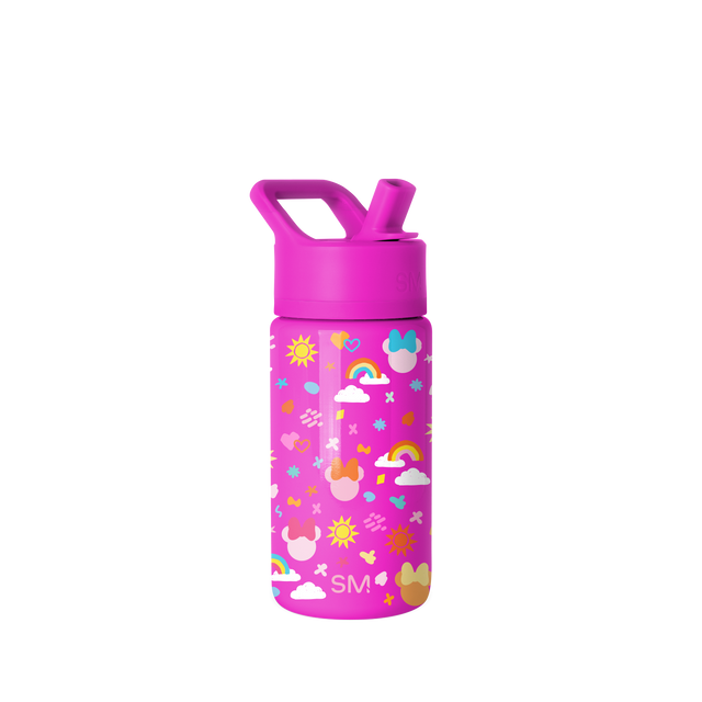 Magenta water bottle with flip-top lid and carry handle on white background Magenta water bottle with flip-top lid and carry handle on white background