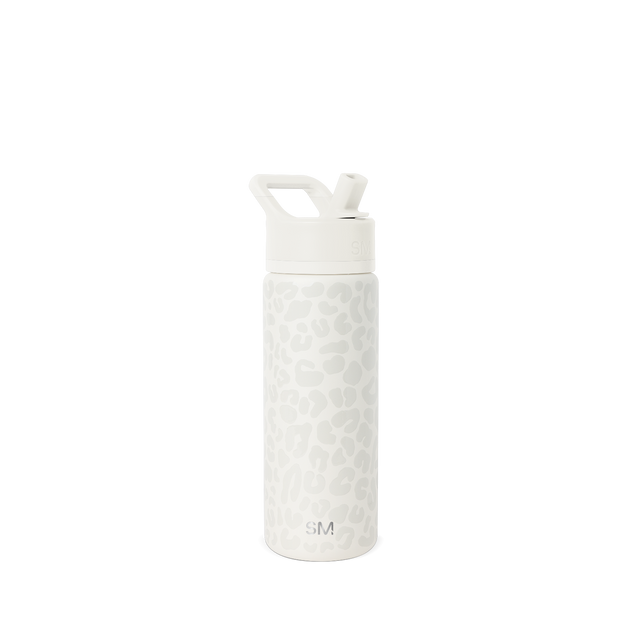 White water bottle with light gray patterning on off-white background White water bottle with light gray patterning on off-white background