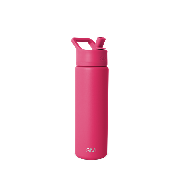 Vibrant hot pink water bottle on white background Vibrant hot pink water bottle on white background