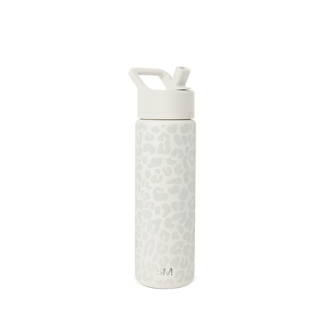 White water bottle with gray-white tonal accents and hard plastic exterior on clean white background White water bottle with gray-white tonal accents and hard plastic exterior on clean white background