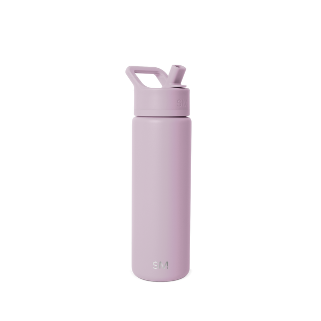 Soft mauve water bottle on white background Soft mauve water bottle on white background