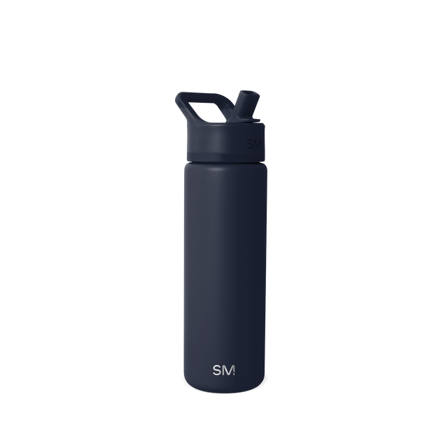 Deep navy blue water bottle on white background Deep navy blue water bottle on white background