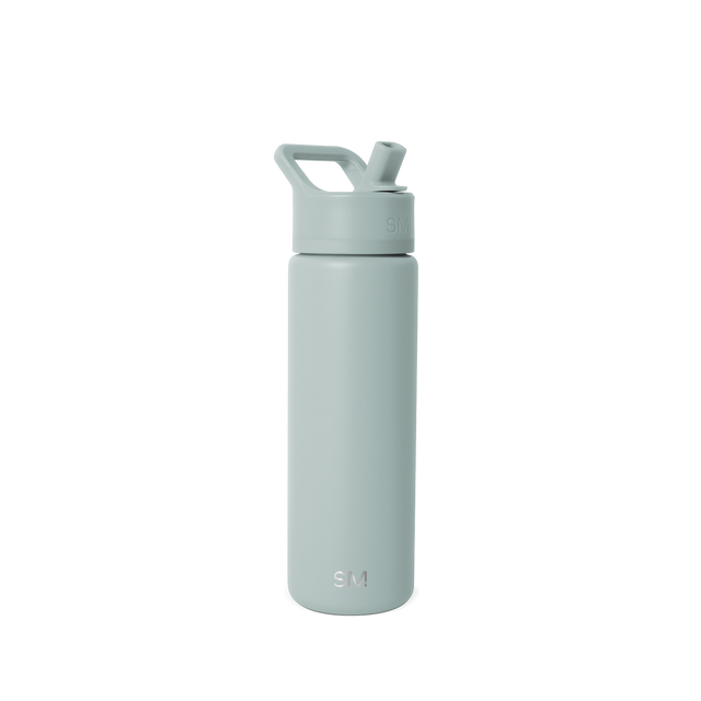 Pale sage green water bottle on white background Pale sage green water bottle on white background