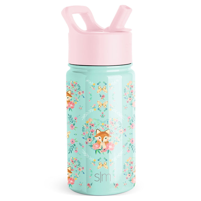 Mint green water bottle with pale pink detachable lid, simple modern design Mint green water bottle with pale pink detachable lid, simple modern design