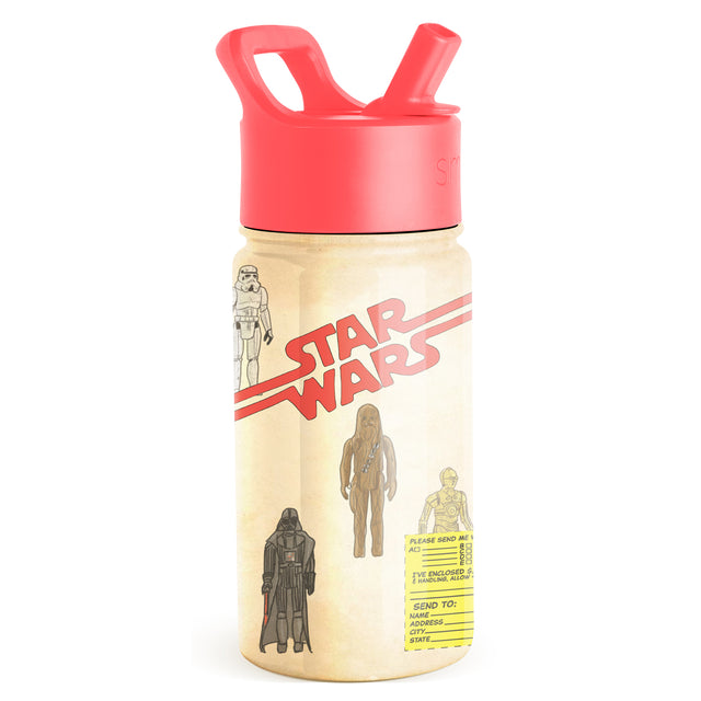 Two-tone water bottle with vibrant coral pink top portion and handle, cream-colored main body, featuring a spout lid design. Two-tone water bottle with vibrant coral pink top portion and handle, cream-colored main body, featuring a spout lid design.