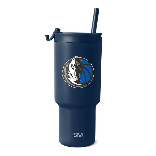 Navy blue tumbler with circular logo featuring bright blue, black, white, and gray colors Navy blue tumbler with circular logo featuring bright blue, black, white, and gray colors